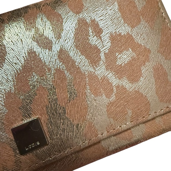 5 for $25❗️LODIS Metallic Animal Leopard Print Wallet Peach Silver RFID Bi-Fold - Picture 5 of 9